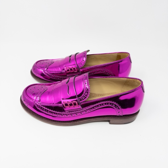 The Office of Angela Scott Ms Charlotte Metallic Magenta Penny Loafers Size 36.5 - Picture 2 of 9